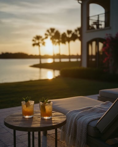 Sunset Cocktails Poolside